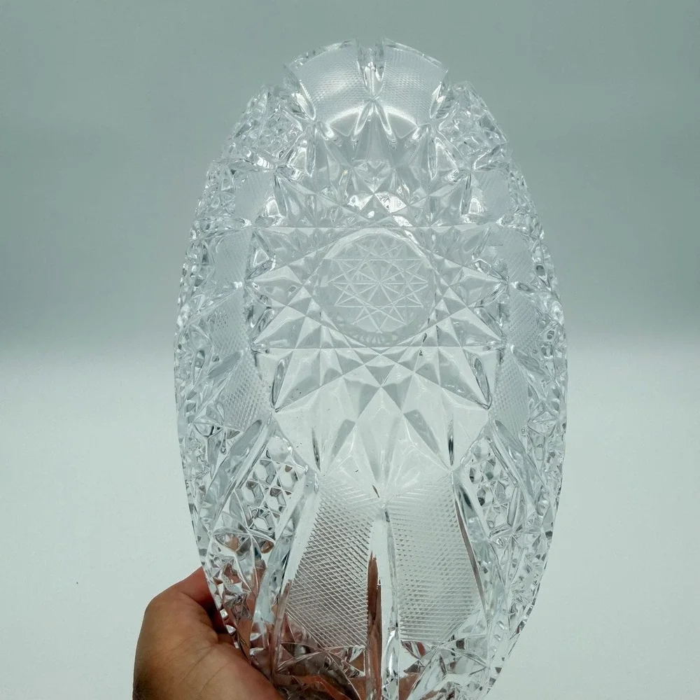 Vintage American Brilliant Cut‎ Glass Oval Serving Bowl